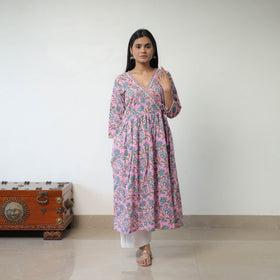 Buy Pink Sanganeri Print Kurta for Women Online in India