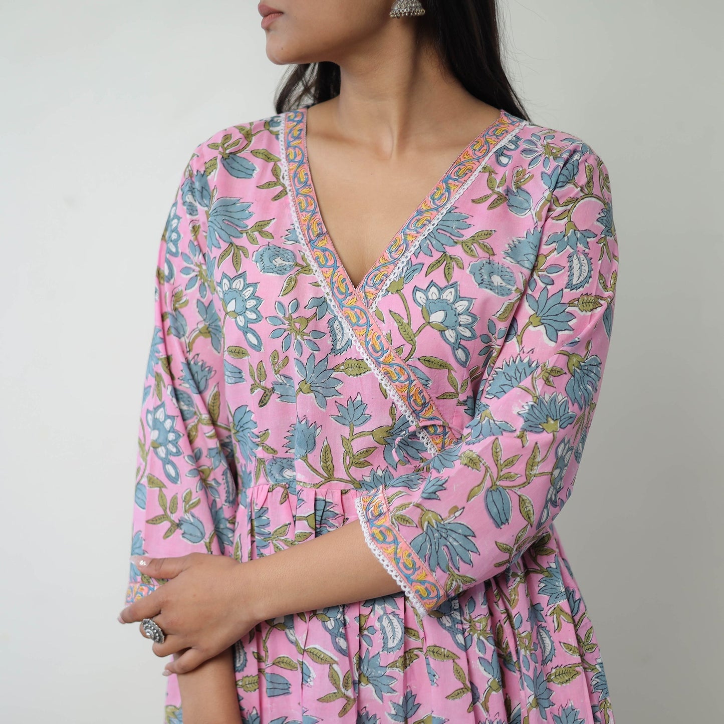 Buy Pink Sanganeri Print Kurta for Women Online in India