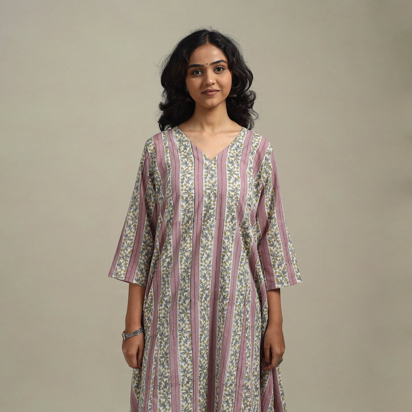 Pink - cotton a-line sanganeri kurta 14 - handcrafted