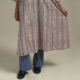 Pink - cotton a-line sanganeri kurta 14 - handcrafted