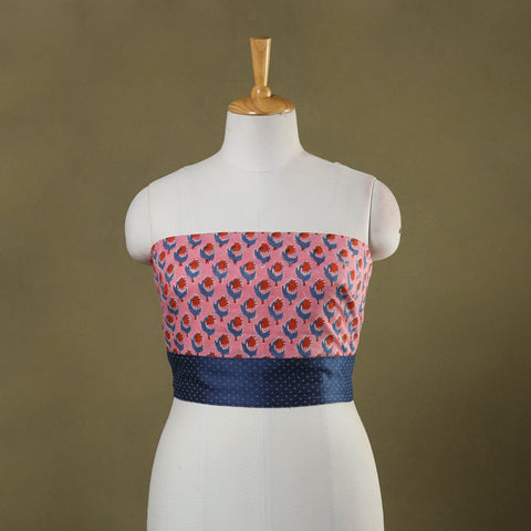 Pink Block Print Cotton Sanganeri Blouse Piece