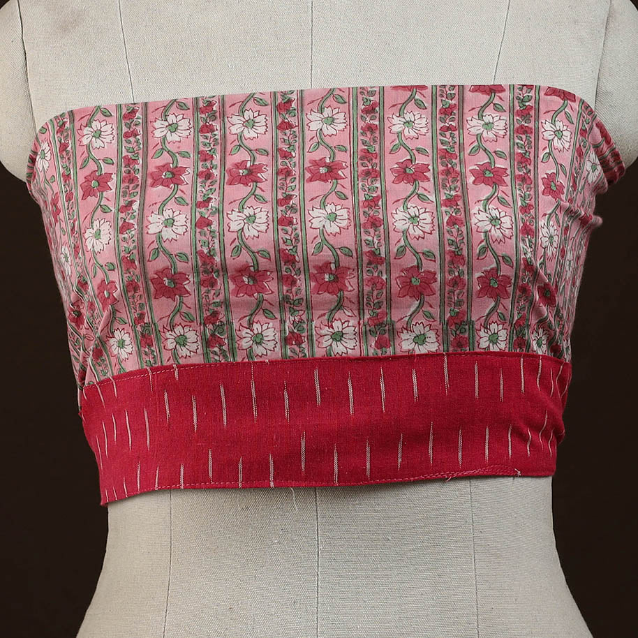 Block print cotton sanganeri blouse piece 25 - handcrafted