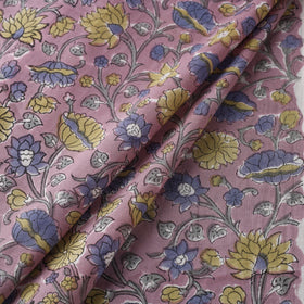 Pink Block Print Cotton Sanganeri Fabric