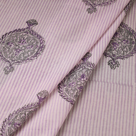 Pink Block Print Cotton Sanganeri Fabric