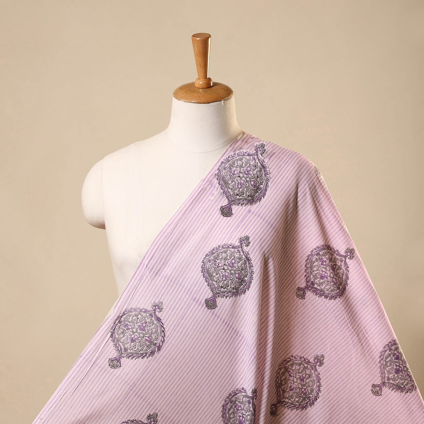Pink Block Print Cotton Sanganeri Fabric