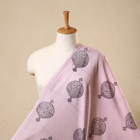 Pink Block Print Cotton Sanganeri Fabric