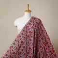 Pink Block Print Cotton Sanganeri Fabric