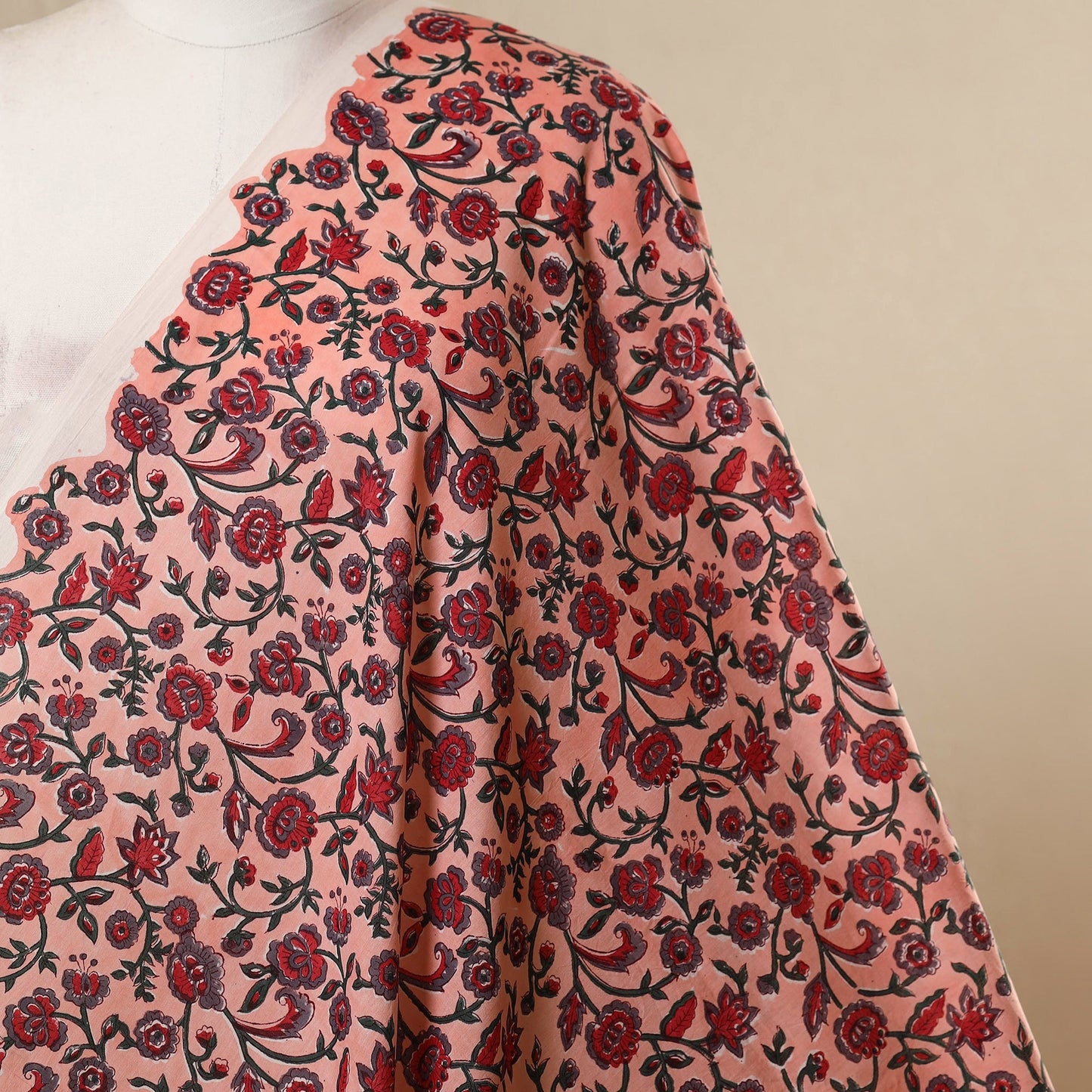 Pink - cotton sanganeri fabric 10 - handcrafted