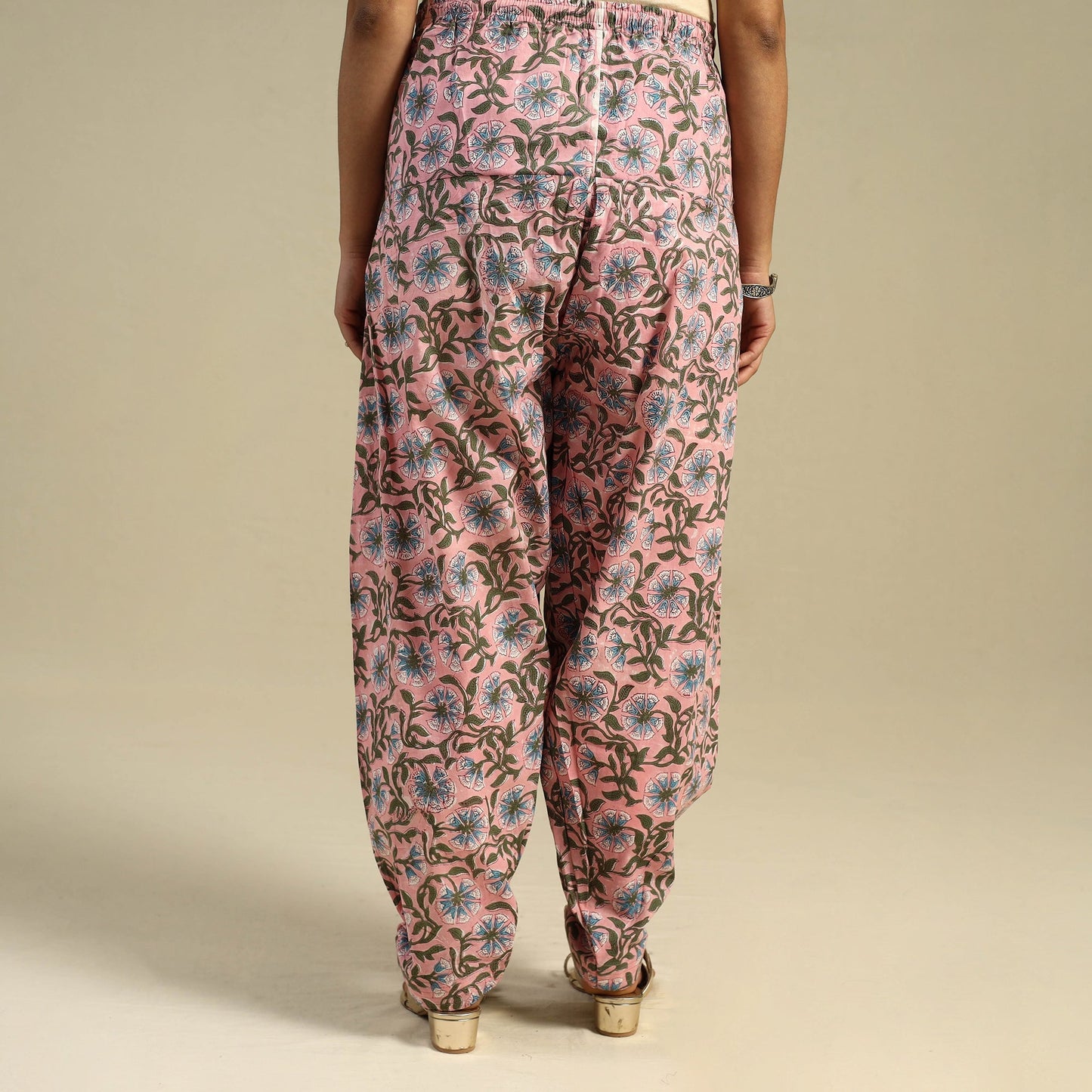 Pink Block Print Cotton Sanganeri Salwar