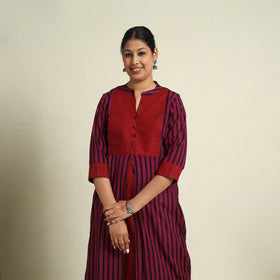  Pink Block Print Mul Cotton A-Line Bagh Kurta for Women