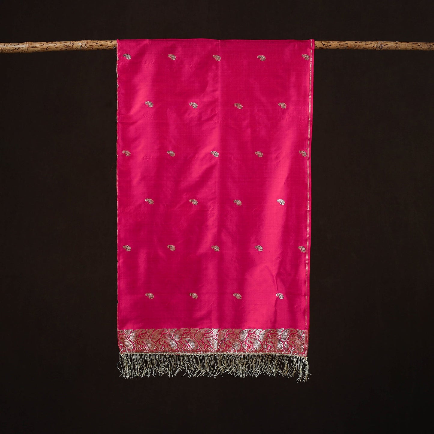 Pink - brocade handloom pure silk banarasi stole