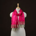 Pink - brocade handloom pure silk banarasi stole