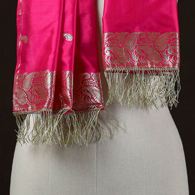 Pink - brocade handloom pure silk banarasi stole