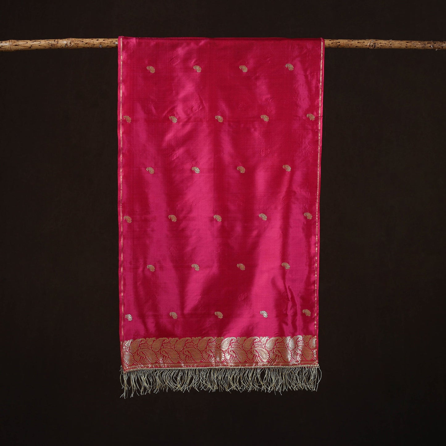Pink - brocade handloom pure silk banarasi stole