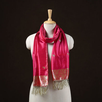 Pink - brocade handloom pure silk banarasi stole
