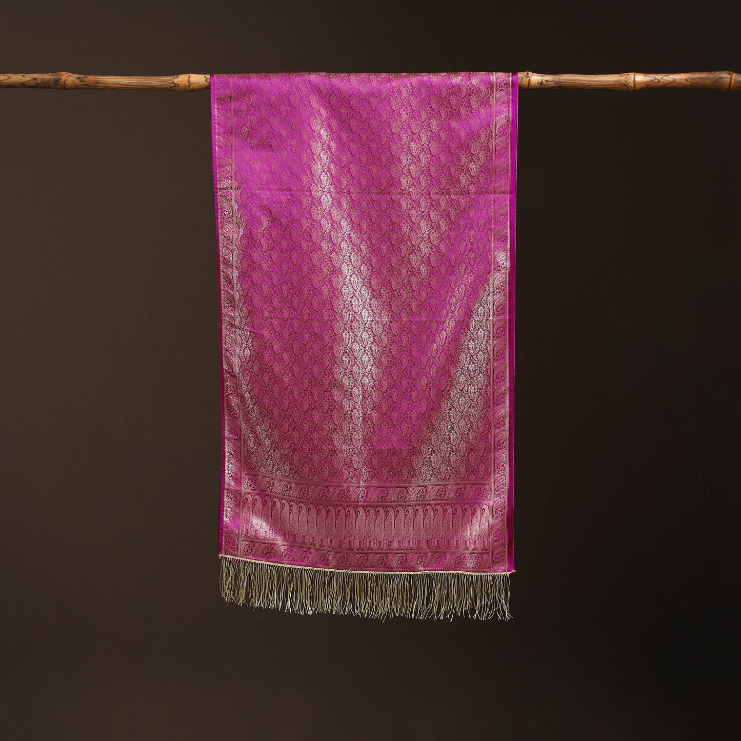 Brocade handloom semi silk banarasi stole 01 - handcrafted