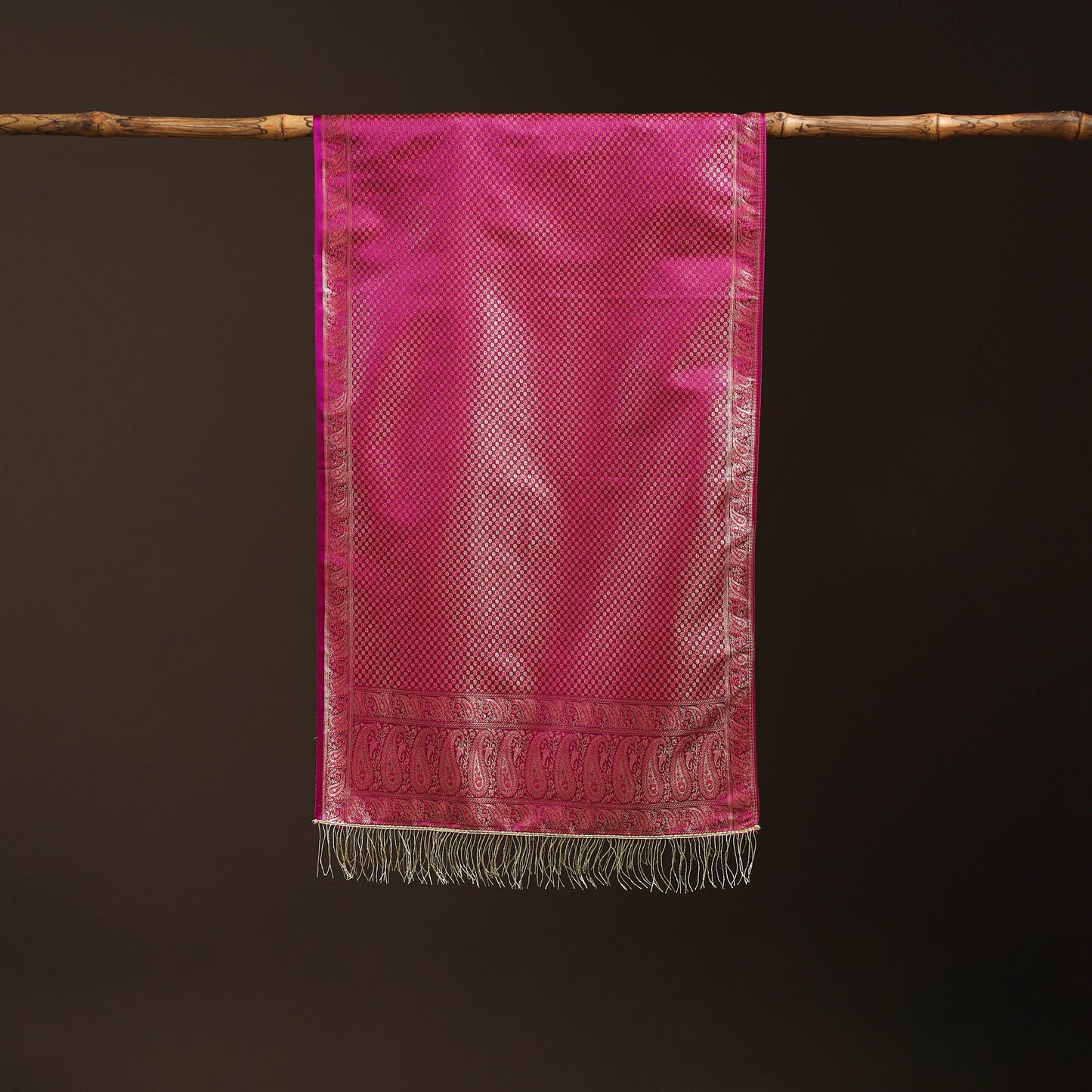 Brocade handloom semi silk banarasi stole 08 - handcrafted