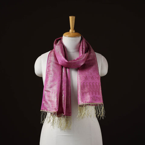 Brocade handloom semi silk banarasi stole 11 - handcrafted