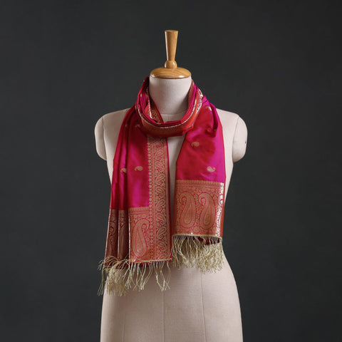 Brocade handloom semi silk banarasi stole 14 - handcrafted
