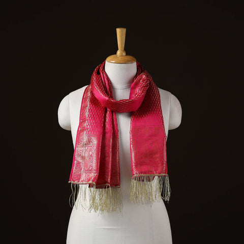 Brocade handloom semi silk banarasi stole 17 - handcrafted