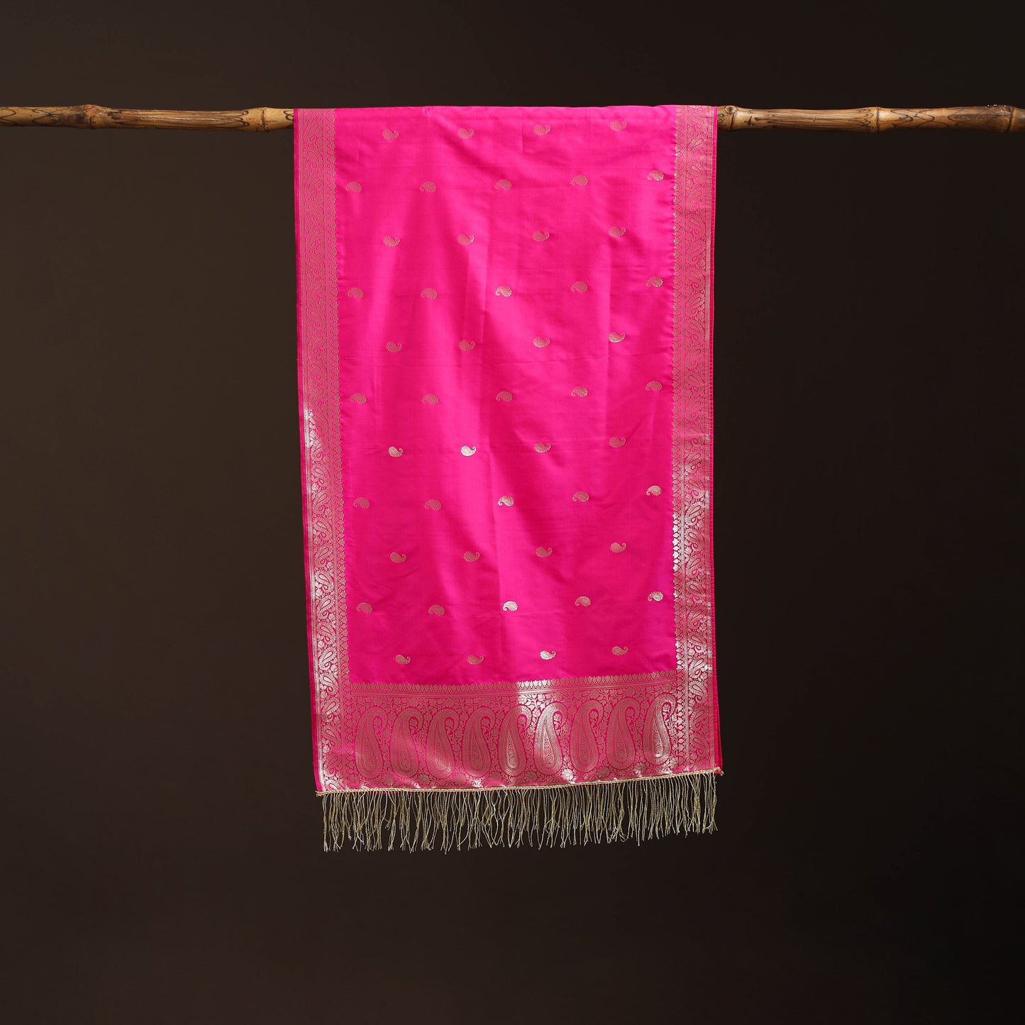 Brocade handloom semi silk banarasi stole 24 - handcrafted