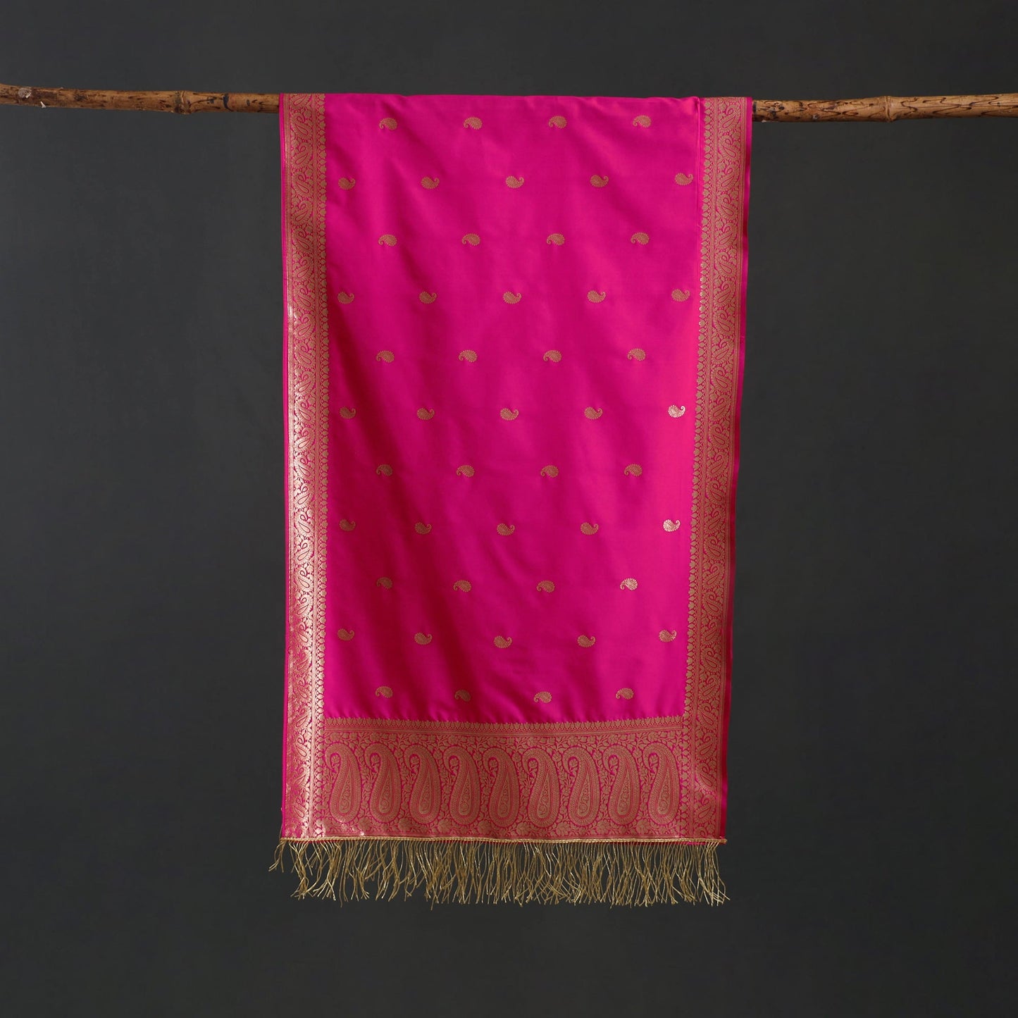 Brocade handloom semi silk banarasi stole 27 - handcrafted