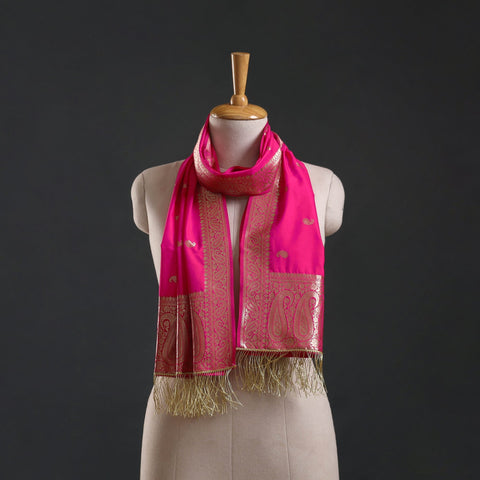 Brocade handloom semi silk banarasi stole 27 - handcrafted