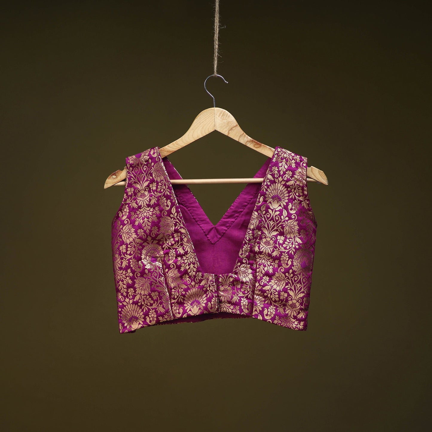 Pink - brocade silk banarasi stitched blouse 06