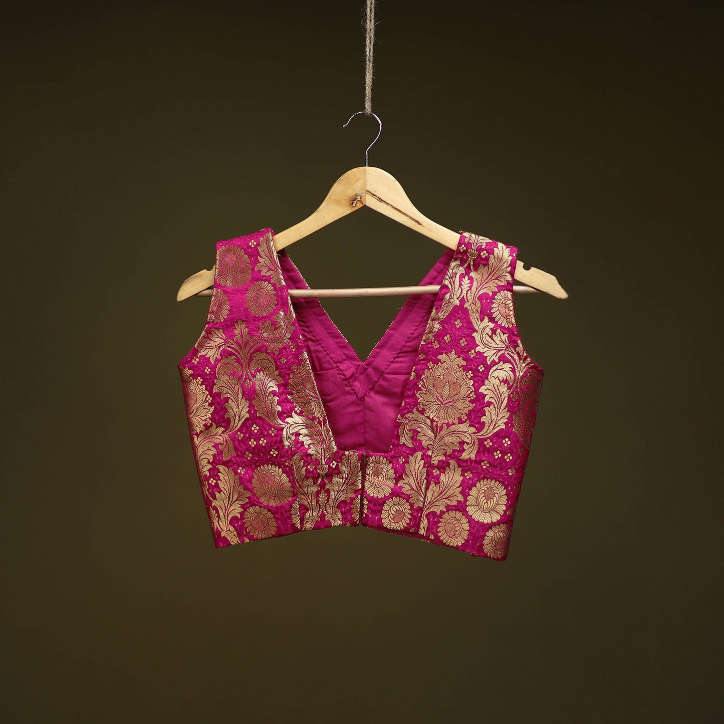 Pink - brocade silk banarasi stitched blouse 09