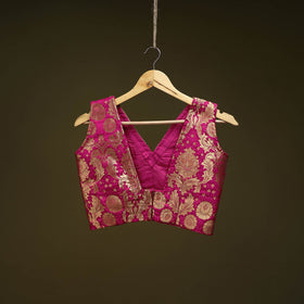 Pink - brocade silk banarasi stitched blouse 09