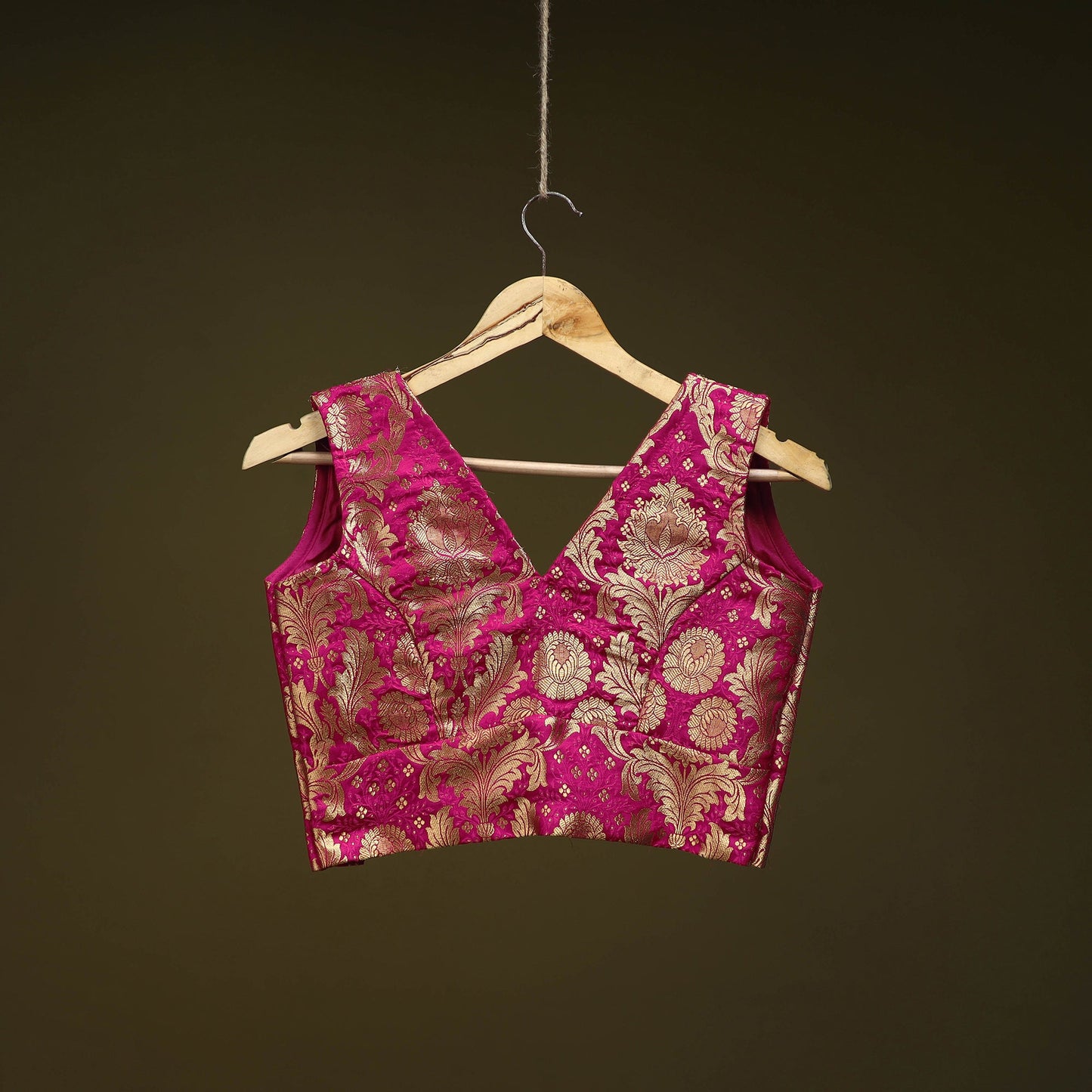 Pink - brocade silk banarasi stitched blouse 09