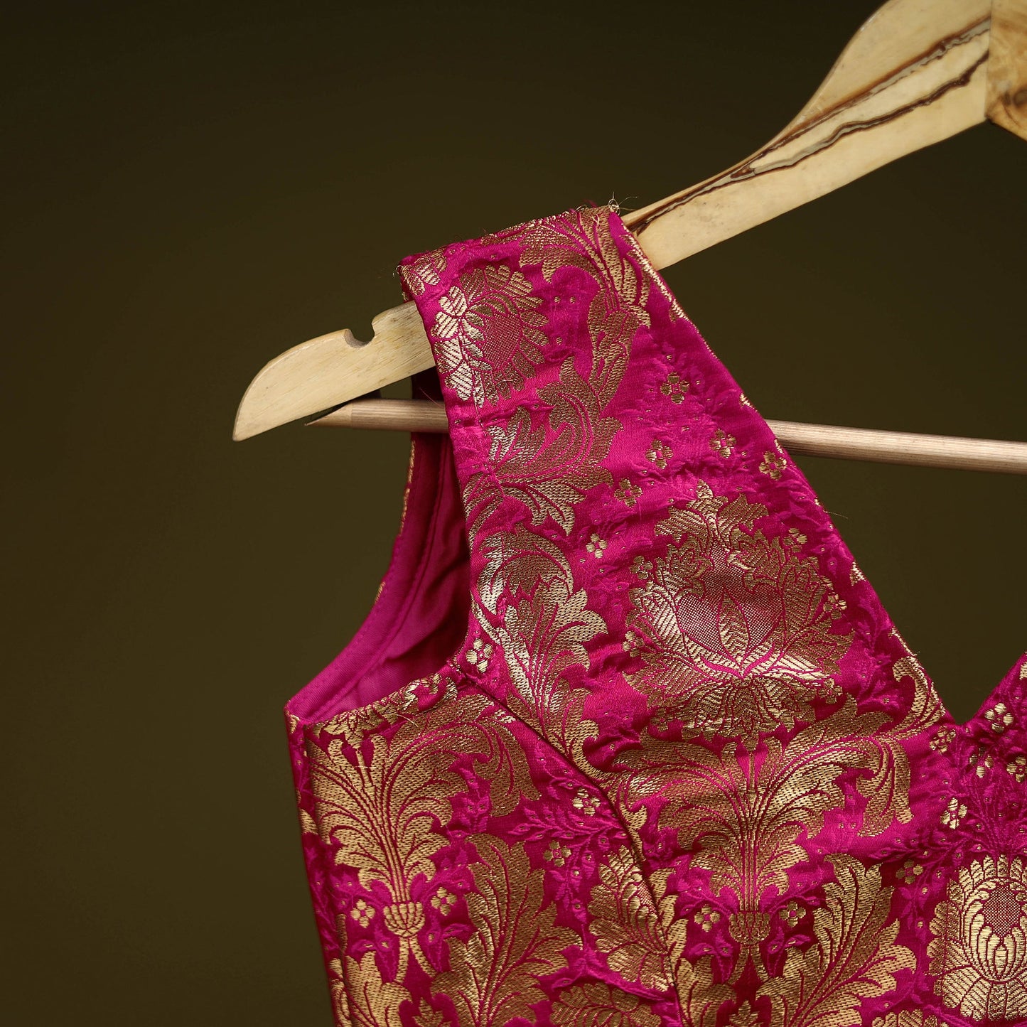 Pink - brocade silk banarasi stitched blouse 09