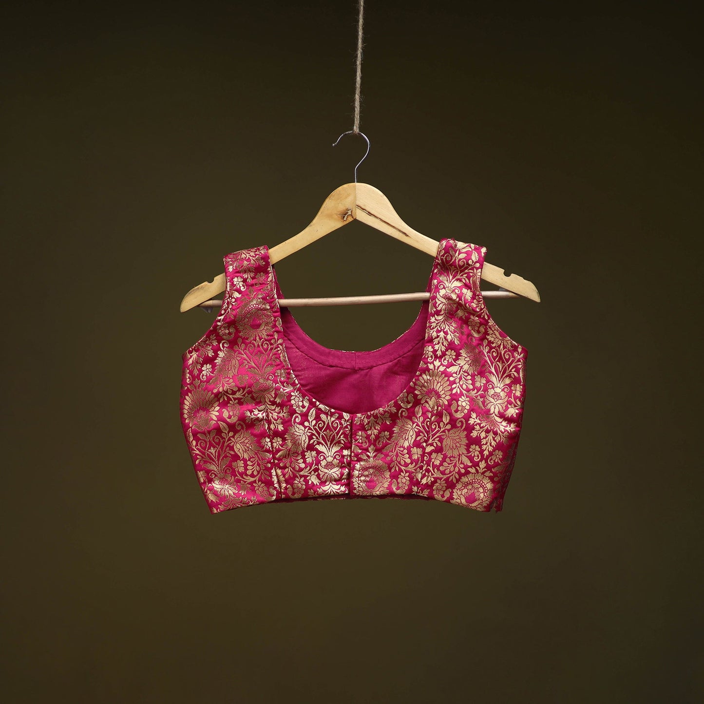 Pink - brocade silk banarasi stitched blouse 10