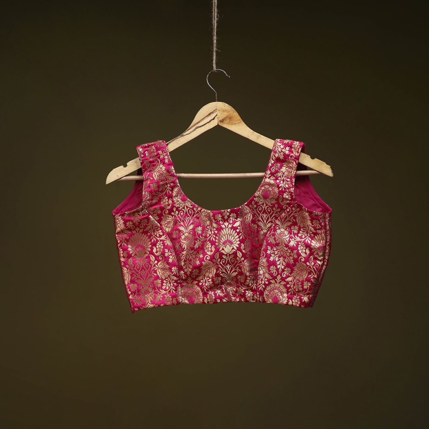 Pink - brocade silk banarasi stitched blouse 10