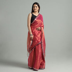 Red - burdwan tissue zari work handloom saree 73