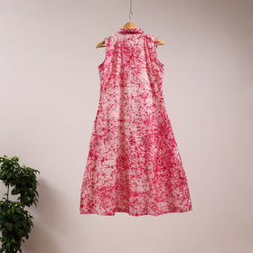 Pink - button down cotton batik dress 03 - handcrafted