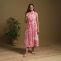 Pink - button down cotton batik dress 03 - handcrafted