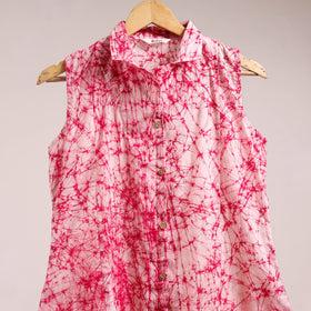 Pink - button down cotton batik dress 03 - handcrafted