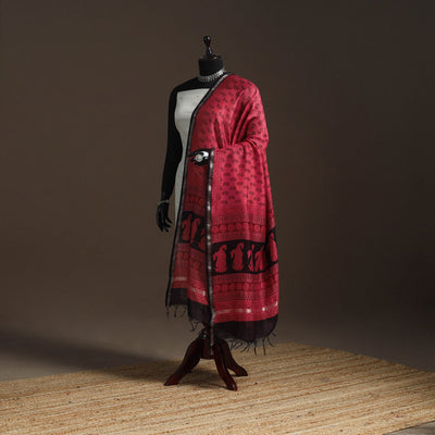 Chanderi silk bagh natural dyed dupatta with zari border 22