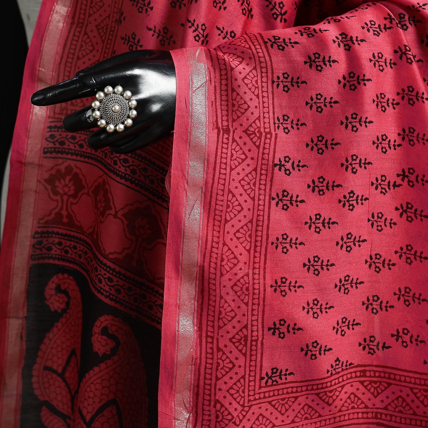 Chanderi silk bagh natural dyed dupatta with zari border 23