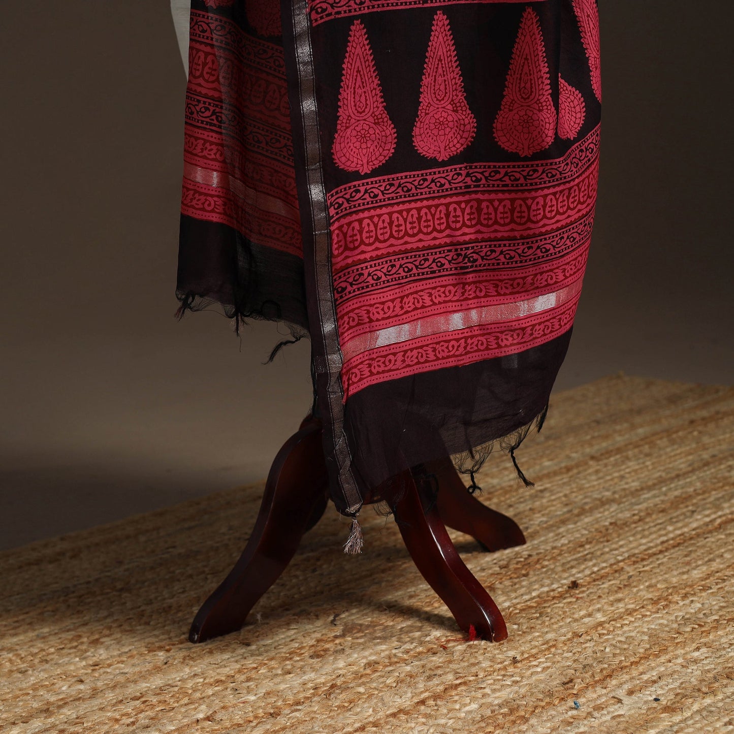 Chanderi silk bagh natural dyed dupatta with zari border 24