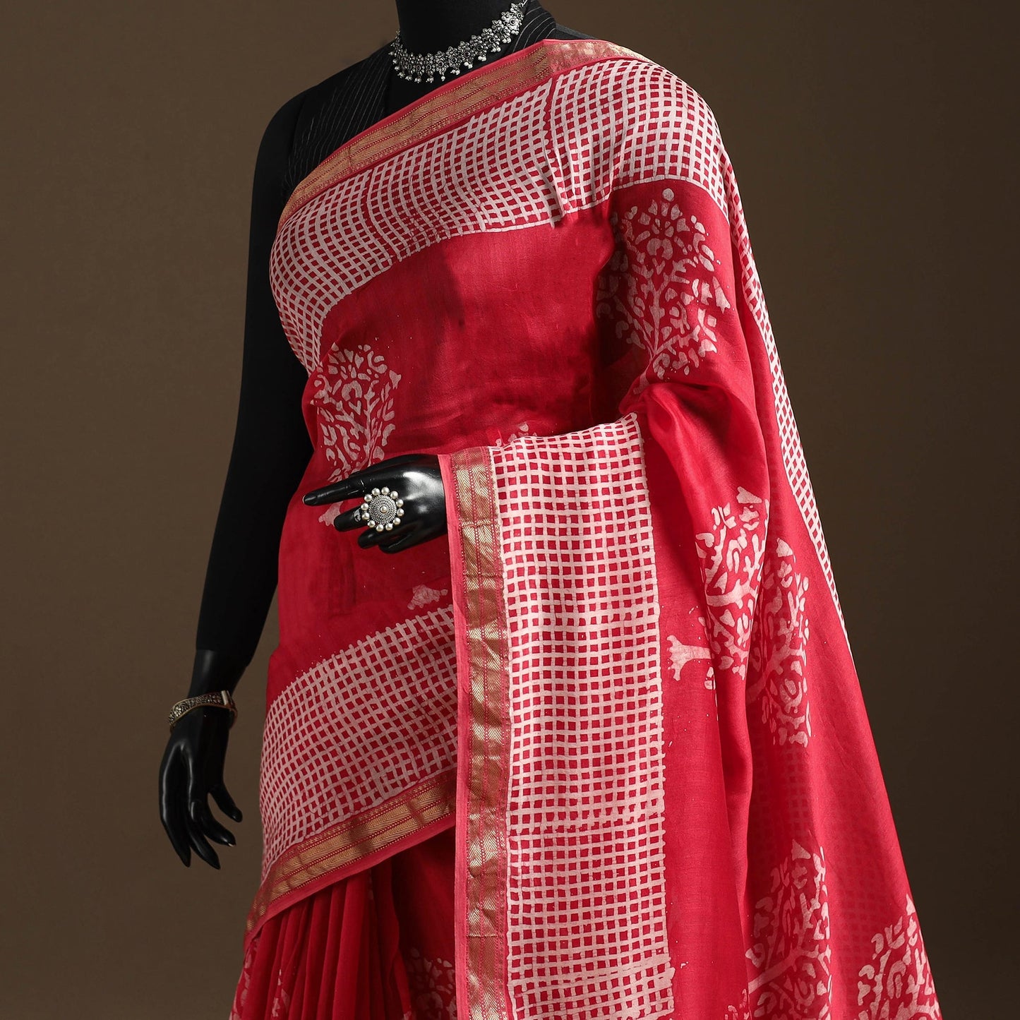 Chanderi silk hand batik saree 09 - handcrafted