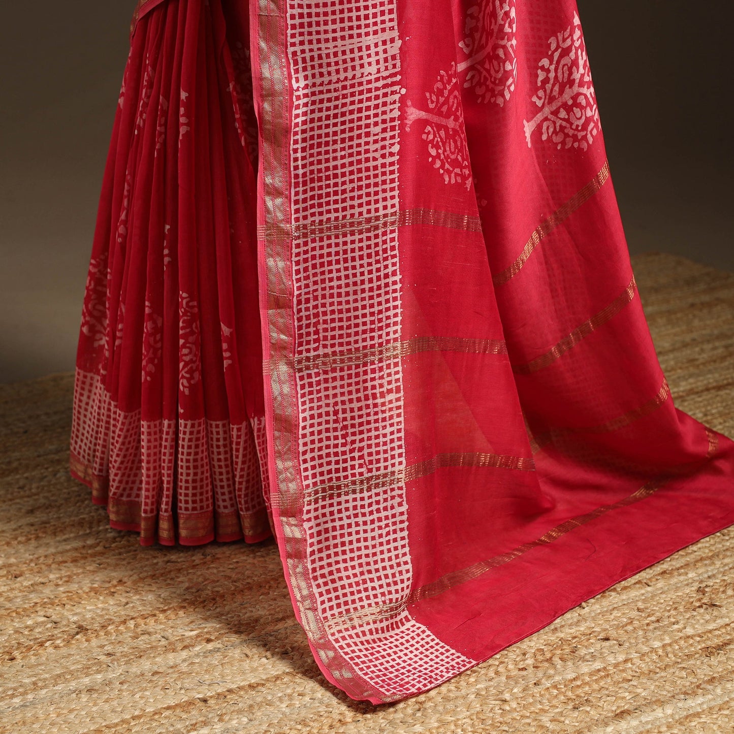 Chanderi silk hand batik saree 09 - handcrafted