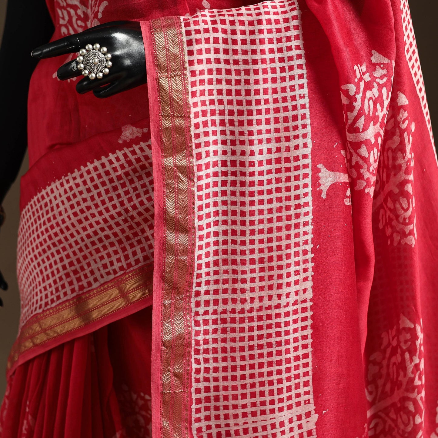 Chanderi silk hand batik saree 09 - handcrafted