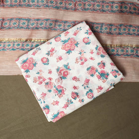 Chanderi silk hand block sanganeri print 3pc unstitched