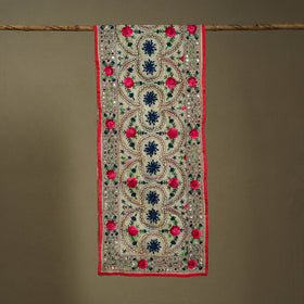 Pink Chanderi Silk Hand Embroidered Stole