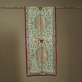 Pink Chanderi Silk Hand Embroidered Stole