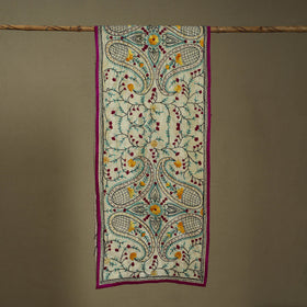 Pink Chanderi Silk Hand Embroidered Stole