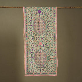 Pink Chanderi Silk Hand Embroidered Stole