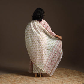 Pink - chanderi silk hand embroidery sanganeri suit set